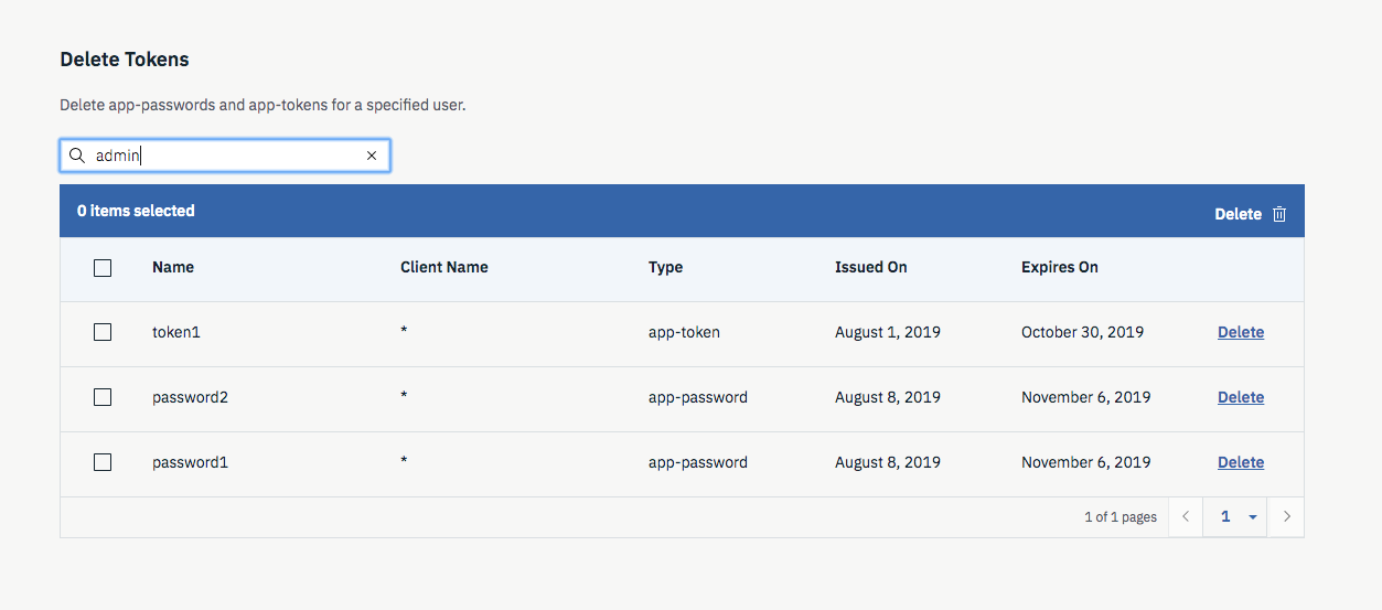 screen capture of the OIDC User Token Management tool