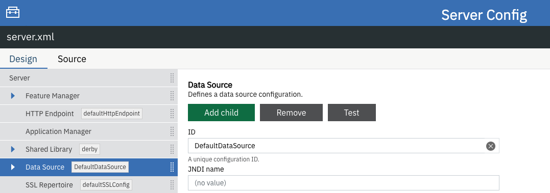 Resource information on Server Config Tool