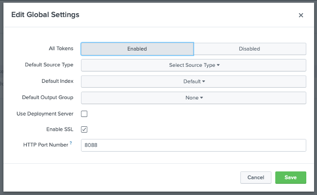 Splunk Global Settings