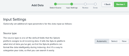 Splunk Input Settings