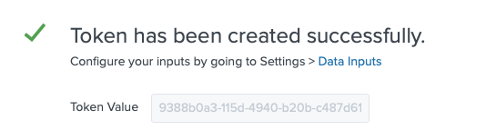 Splunk Token Generated