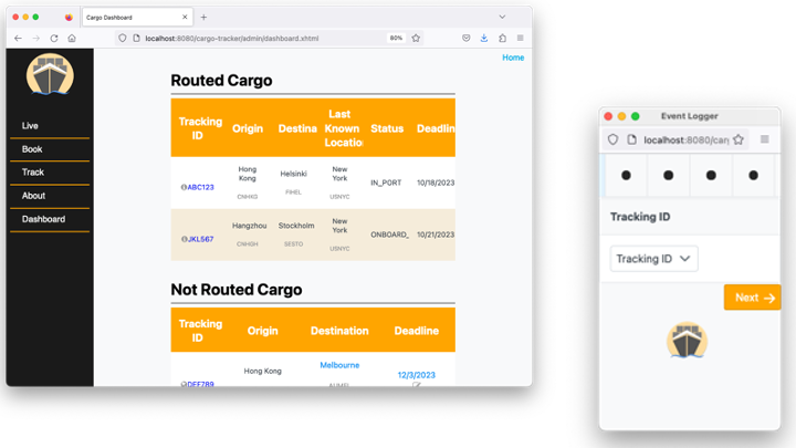Cargo Tracker Dashboard and Event Logger