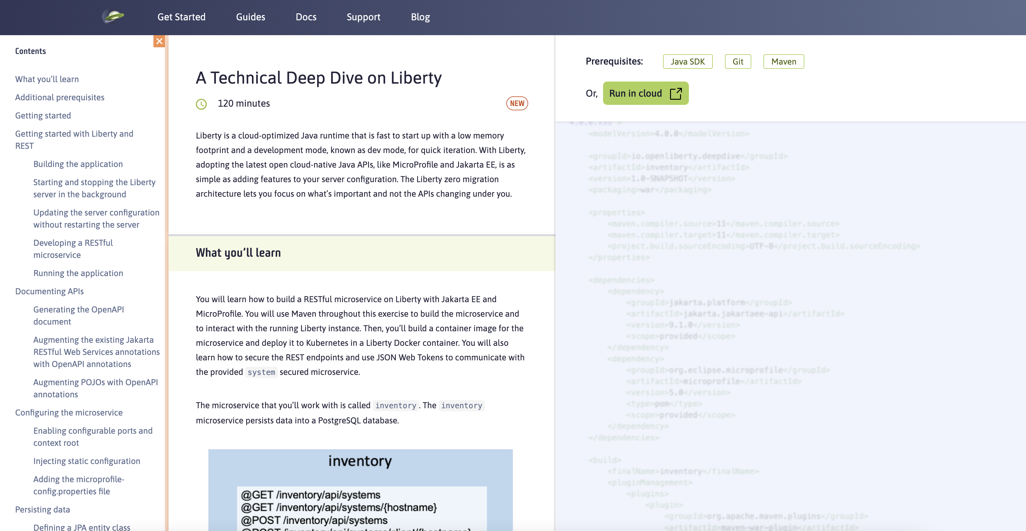 screen capture of the liberty deep dive UI