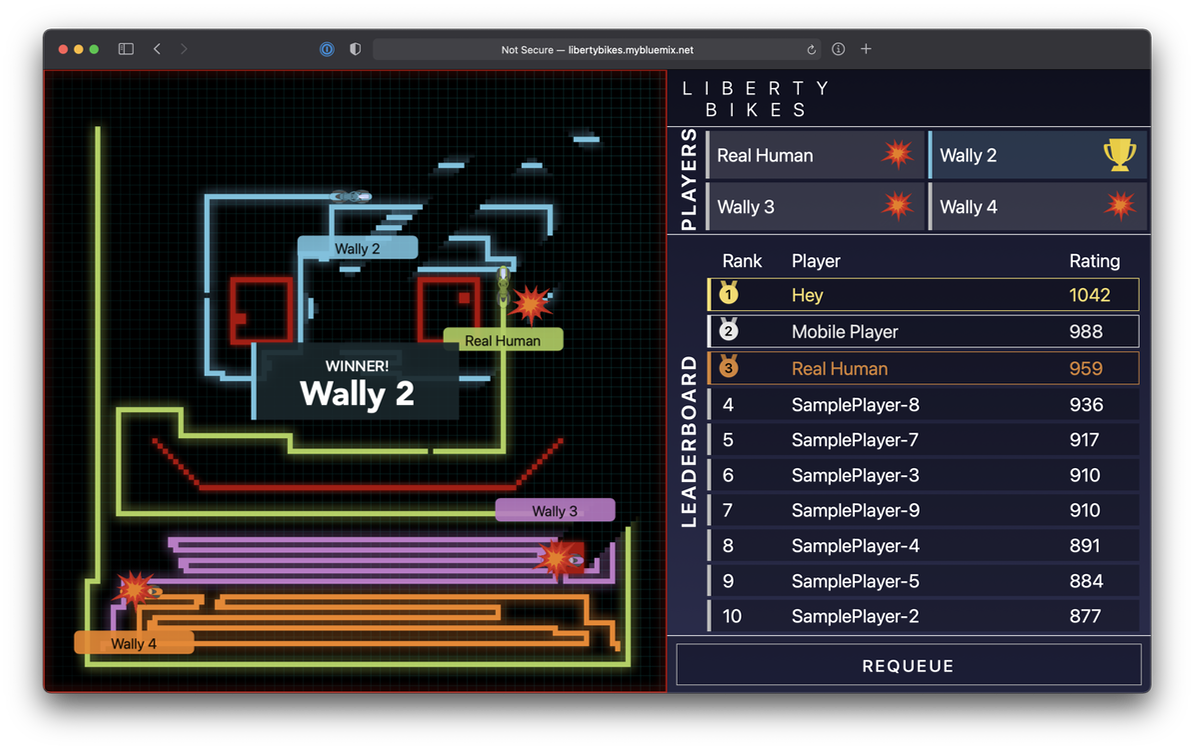 screen capture of the Liberty Bikes game board