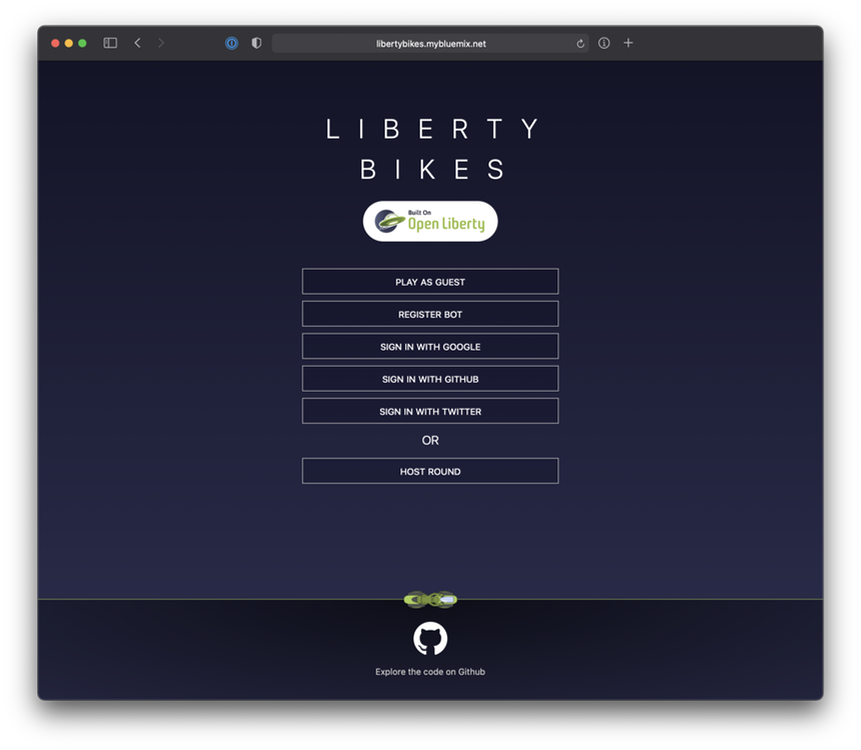 screen capture of the Liberty Bikes login page