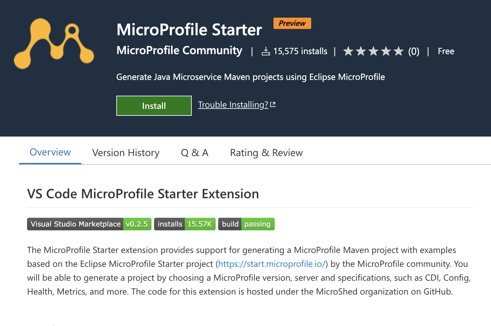 MicroProfile Starter for VS Code